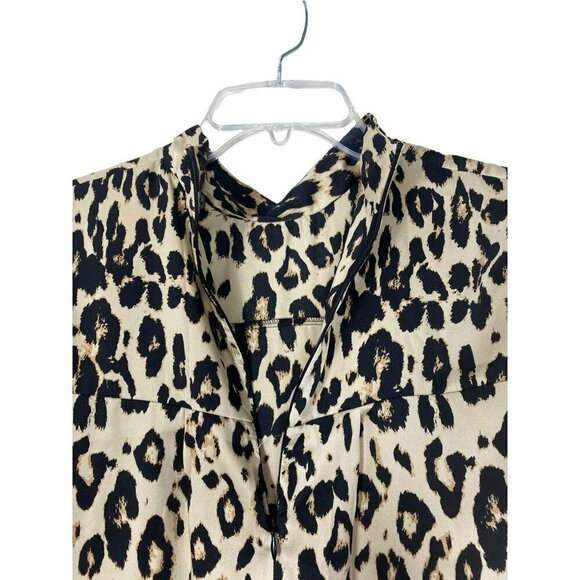 Zara Mock Beige‎ Brown Neck Animal Print Open Sides Midi Dress Large - Picture 12 of 14